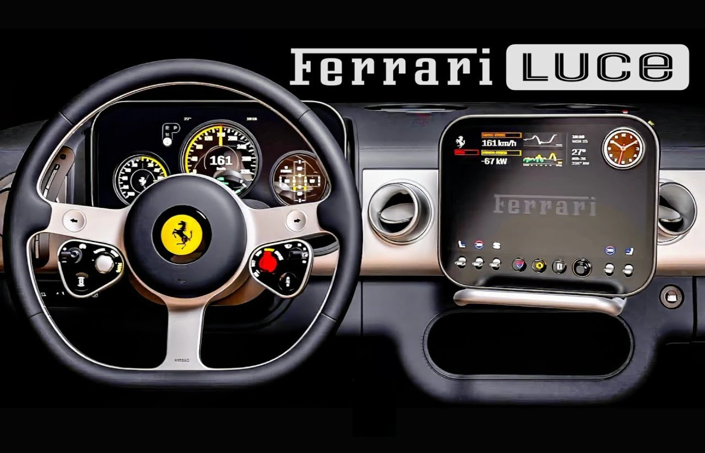 Ferrari unveils the interior of its inaugural electric vehicle, named Luce.